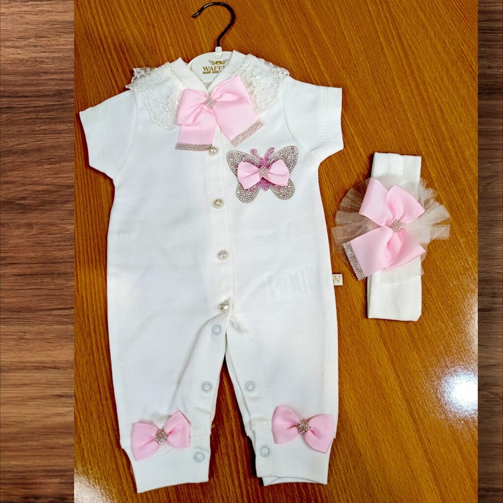 White Romper with Pink Bow