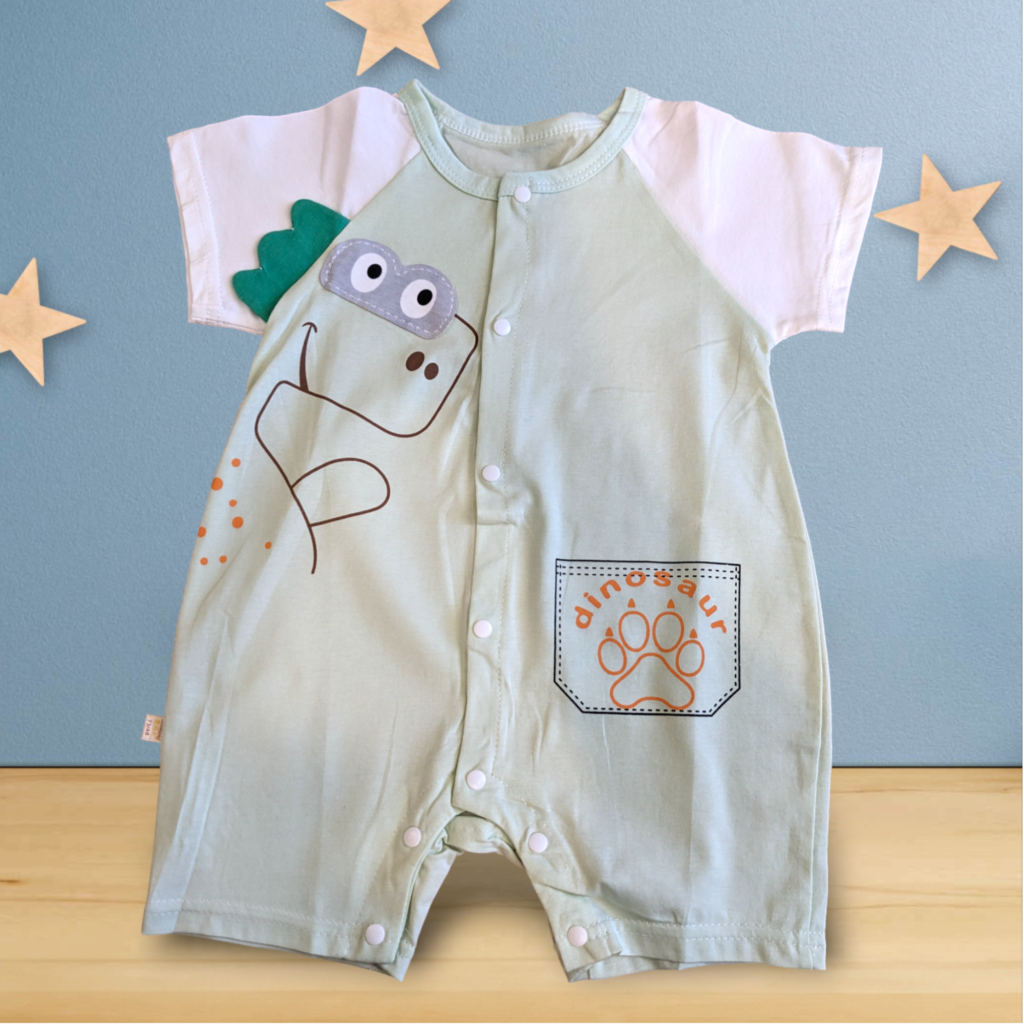 imported baby romper with dinosaur theme